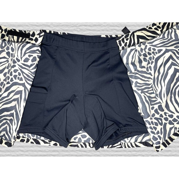 Terry Precision Cycling Bike Wrap Skirt Skort Womens MED Black White Zebra Print - Picture 5 of 9